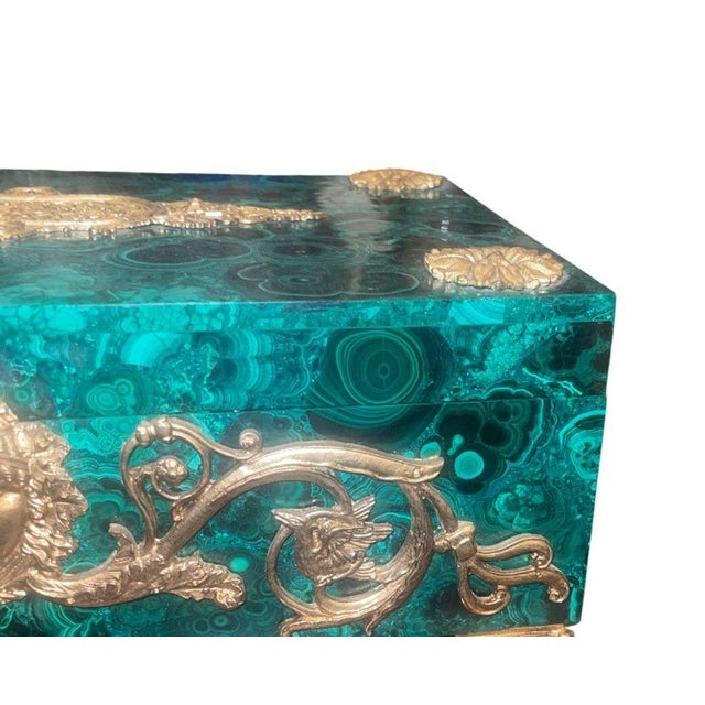 Green Malachite and Gilt Bronze Decorative Box, Early 20th Century For Sale - Image 8 of 8