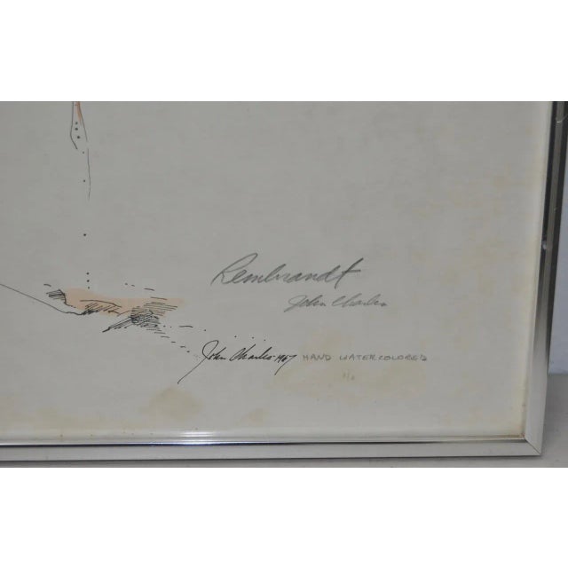 Rembrandt Fantasy Lithograph w/ Hand Watercolors c.1967 For Sale - Image 4 of 5