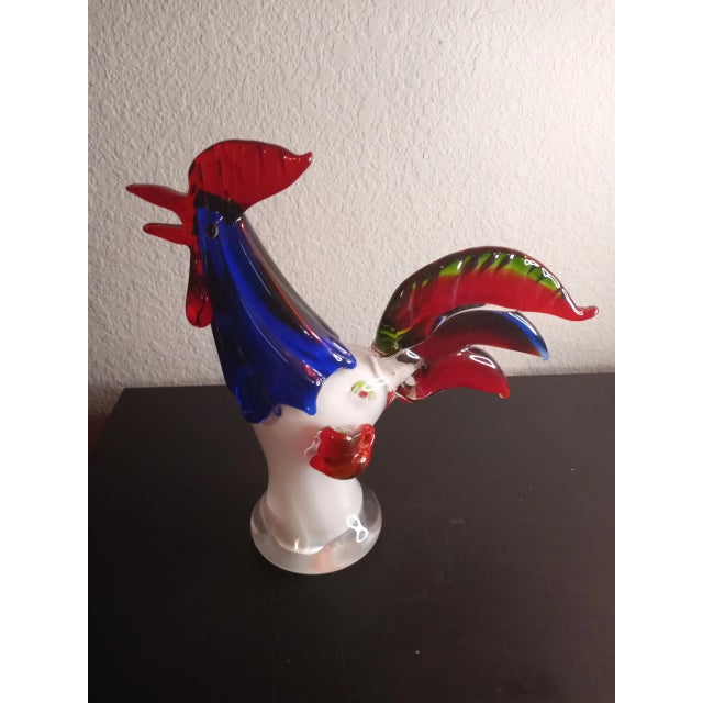 1980s 1980s Multicolor Art Glass Rooster Figurine For Sale - Image 5 of 6