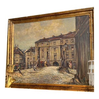 Richard Hendorf “Bridge in Winter” German Oil Painting, 1924 For Sale