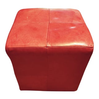 1990s Mitchell Gold All Leather Red Ottoman For Sale