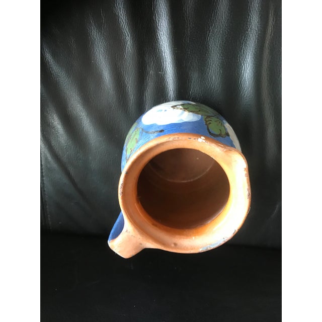 Farmhouse 1880’s Vintage European Blue Ceramic Handpainted Milk Jug / Pitcher For Sale - Image 3 of 5