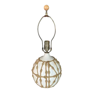 Palm Beach Regency Chinoiserie Faux Bamboo Ceramic Spherical / Ball Lamp, Circa 1970