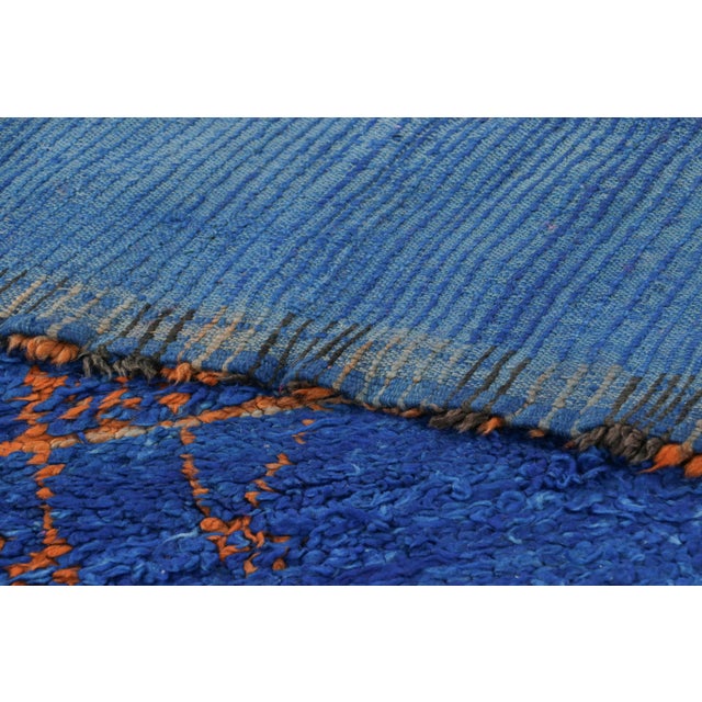 Textile Vintage Moroccan Rug in Cobalt Blue and Orange Tones - Rug & Kilim For Sale - Image 7 of 7