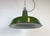 Metal French Industrial Green Enamel Factory Pendant Lamp, 1960s For Sale - Image 7 of 16