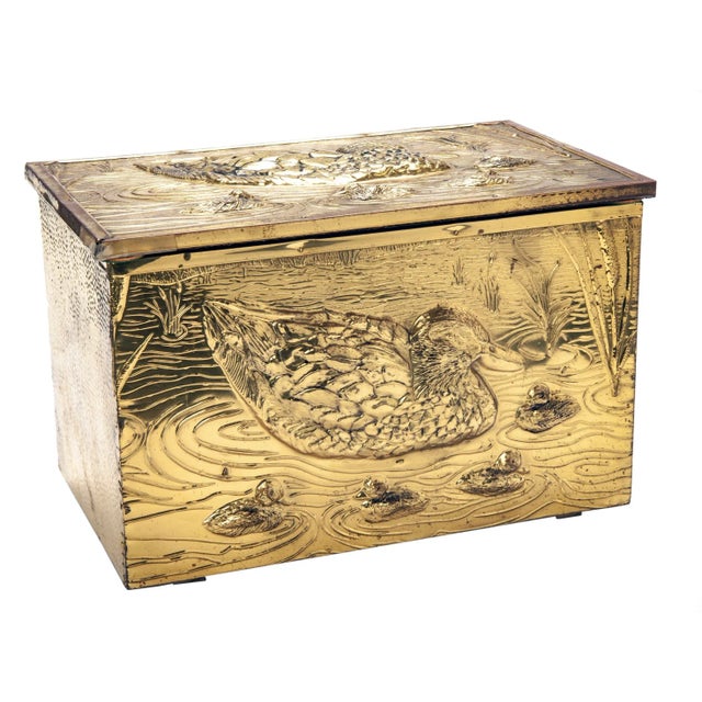 1970s Brass & Wood Hinged Box With Duck Motif | Chairish