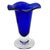 Modern 1980s 9” Tall Dark Cobalt Blue Art Glass Hand-Blown Vase W/ Ruffle Top For Sale - Image 3 of 5