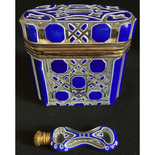 Bohemian Crystal Box and Perfume Bottle in Overlay Glass, Set of 2 For Sale - Image 4 of 11