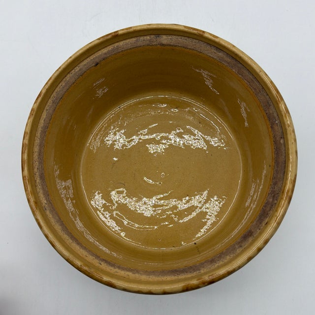 Antique Brown Sponge Decorated Yellow Ware Cake Crock With a Lid, 1880’s For Sale - Image 4 of 12