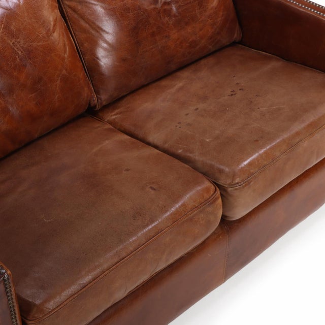 A French Leather Sofa, C. 1980. For Sale - Image 4 of 7
