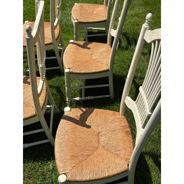 Late 20th Century Habersham French Country Wheat-Sheaf Rush-Seat Dining Chairs, Set of 8 For Sale - Image 10 of 10