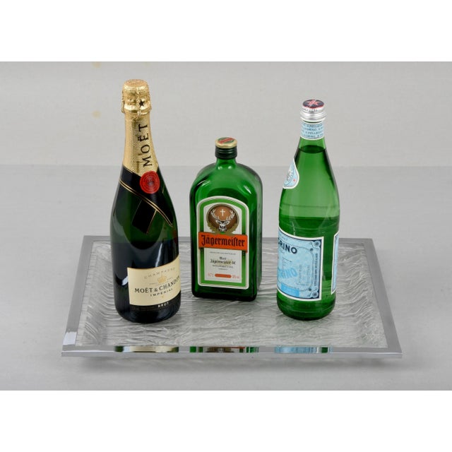 1970s Mid-Century Italian Crystal Acrylic Glass and Chrome Tray, 1970s For Sale - Image 5 of 17