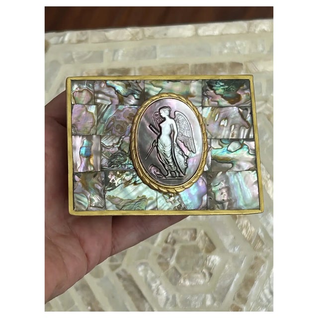 1960s Ooak, Vintage, Abalone/Winged Goddess Box For Sale - Image 5 of 7