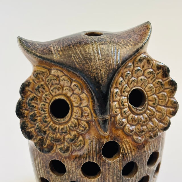 Ceramic Mid Century Pottery Owl Votive Candle Holder For Sale - Image 7 of 9