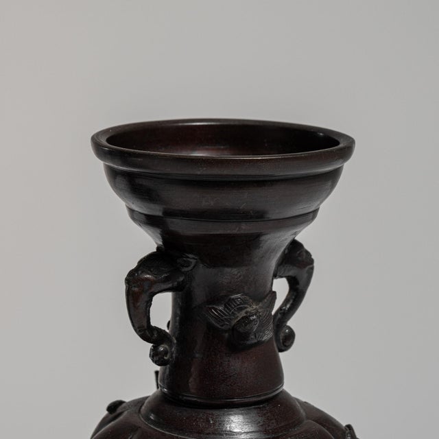Early 20th Century Japan Brass Bronze Vase For Sale - Image 11 of 15