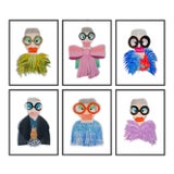 Iris 6 Piece Set by Melvin G in Black Framed Paper, Small Art Print For Sale