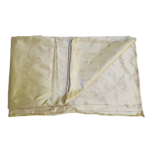 Antique French Silk Damask Yardage, Reversible, Champagne Medallion Jacquard, 54" X 100"