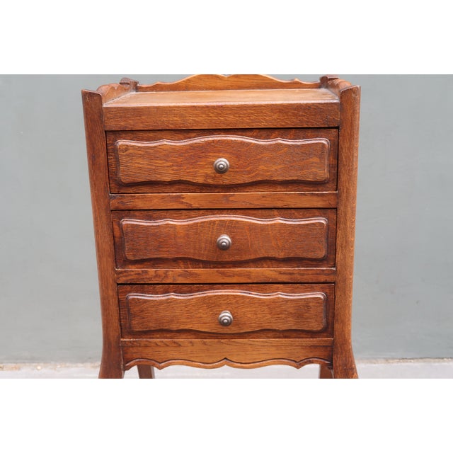 Brown French Antique Oak Nightstand For Sale - Image 8 of 9