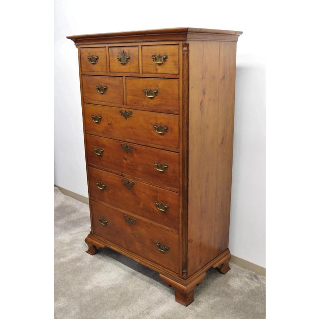 Antique 18th Century Georgian Mahogany Highboy Tall Chest 9 Drawer Dresser. Item features hand dovetailed joints, tall...