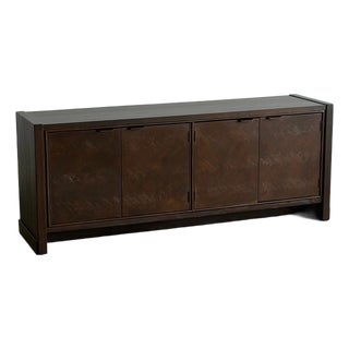 1970's Oak Parquet Credenza For Sale