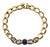 Late 19th Century Victorian 14k Gold Curb Link Bracelet With No-Heat Sugarloaf Sapphire and Old Mine Cut Diamonds For Sale