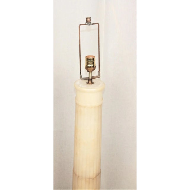 Antique Large Alabaster Table Lamp With Globe Shade For Sale In San Francisco - Image 6 of 11