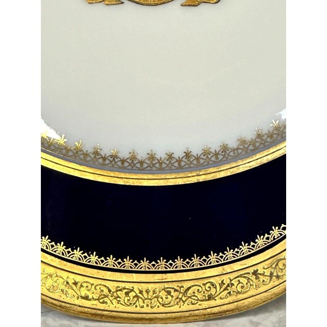 Ceramic Antique Sevres 1848 Chateau Des Tuileries Cobalt Gilt Armorial Cabinet Plate For Sale - Image 7 of 12