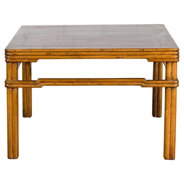 Early 20th Century Chinese Light Brown Low Side Table with Humpback Stretchers For Sale - Image 13 of 13
