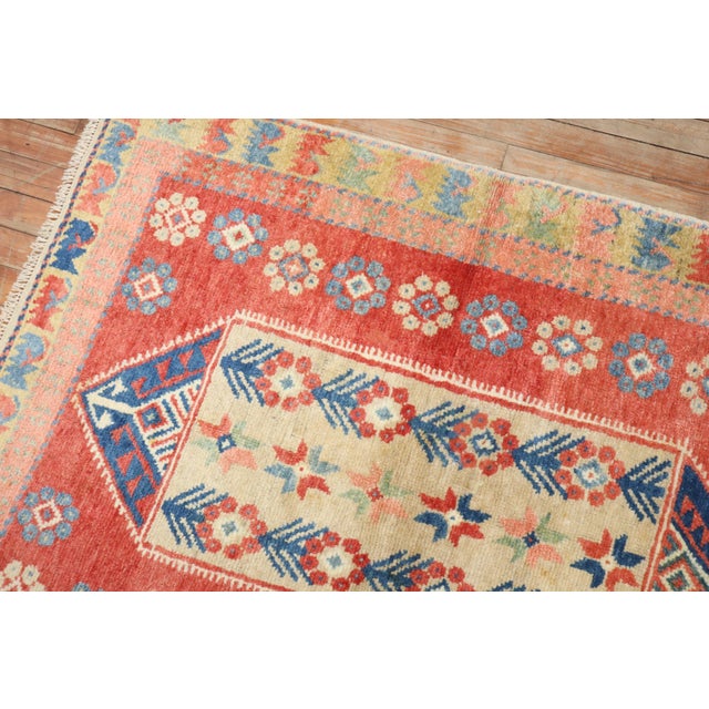 Vintage Zabihi Collection Red Turkish Anatolian Scatter Rug - 3'4" x 4'3" For Sale - Image 4 of 6