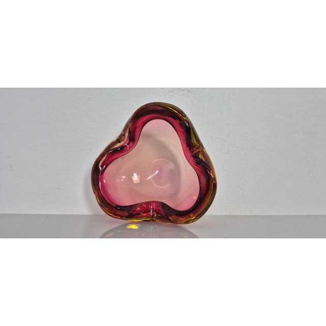 Pink and Yellow Murano Glass Ashtray, Italy, 1960s For Sale - Image 9 of 13
