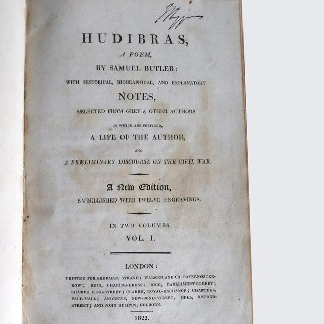 Early 19th Century Hudibras, A Poem by Samuel Butler 2 Volume Leather Books - Set of 2 For Sale - Image 11 of 13