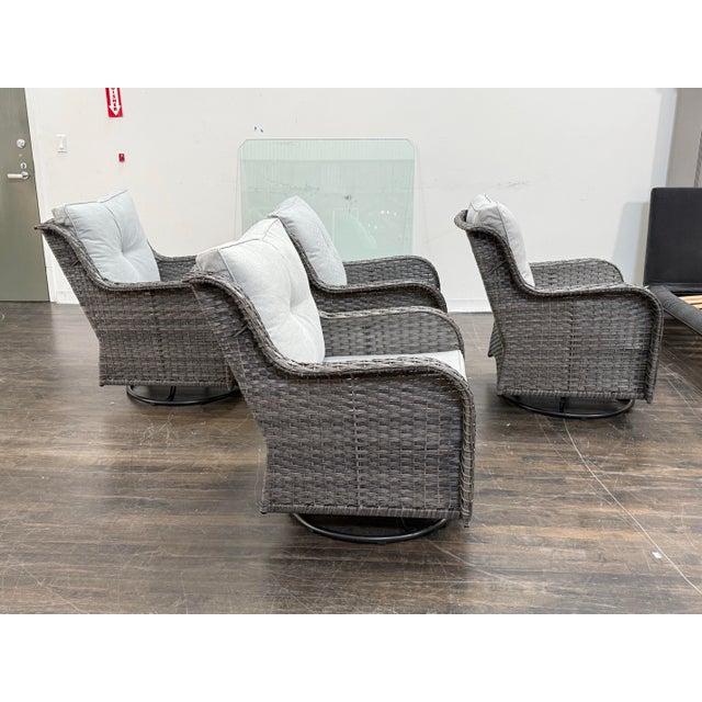 Outdoor Porch Glider Swivel Chairs, Set of Four For Sale In San Francisco - Image 6 of 12