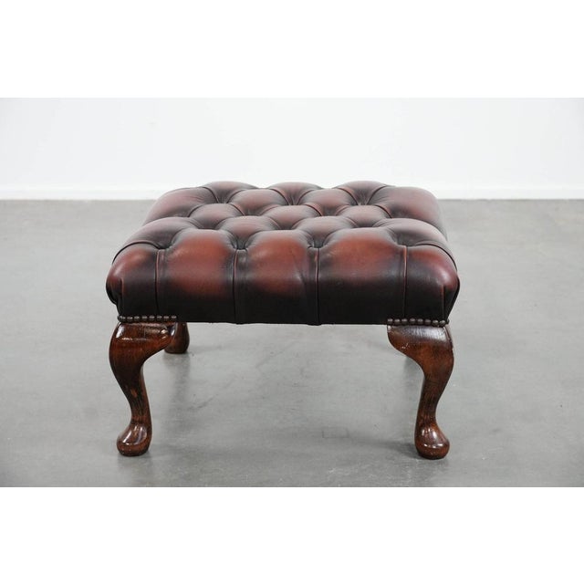 Dark Brown Chesterfield Footstool in Cowhide For Sale - Image 4 of 12
