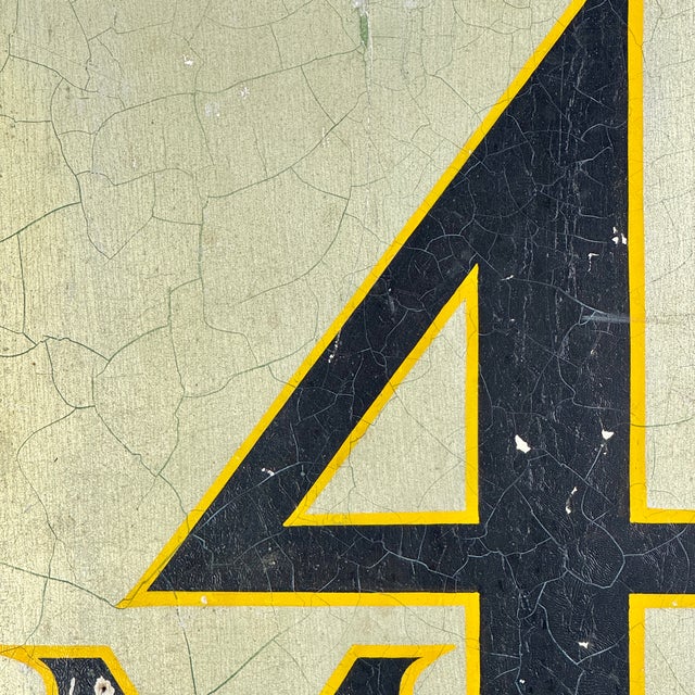 Vintage Wall Hung Wood Sign in Shield Like Shape With the Number "4" and "Mg" Letters For Sale - Image 4 of 5