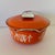1960s Mid-Century Modern Catherineholm Rune Fence Post Sticks Casserole Dutch Oven W Lid Orange & White For Sale - Image 4 of 13