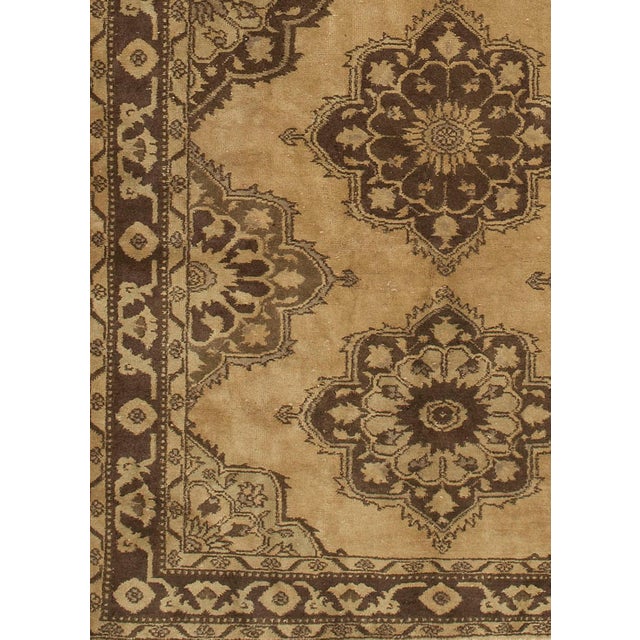 1940s Vintage Circa 1940 Subdued Oushak Gallery Size Hand Woven Rug 4ft 9in X 12ft 6in For Sale - Image 5 of 8