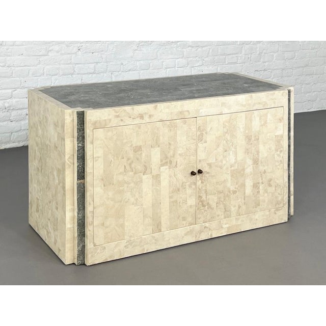 Vintage Sideboard in Stone and Brass Marquetry, 1980s For Sale - Image 10 of 12