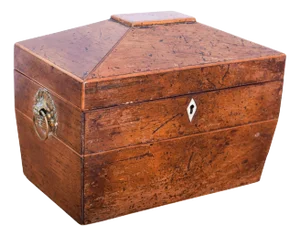 19th Century English Sarcophagus Tea Caddy With Interior Lids and Brass Handles