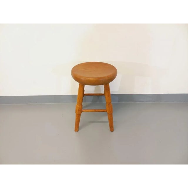 Vintage Stool in Oak in the style of Charlotte Perriand, 1960s For Sale - Image 10 of 10