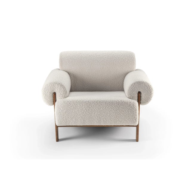 Contemporary 21st Century Paloma Armchair in Boucle / Wood For Sale - Image 3 of 9
