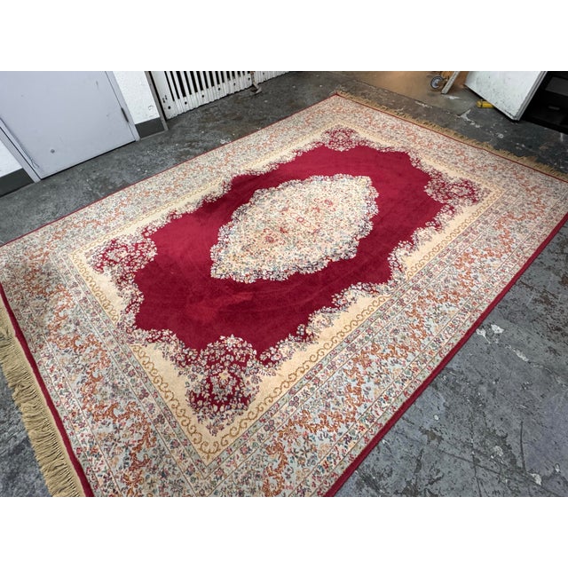 8 Ft 7 in × 12 Ft 3 in Karastan Red Medallion Kirman Area Rug, Vintage For Sale In San Francisco - Image 6 of 12