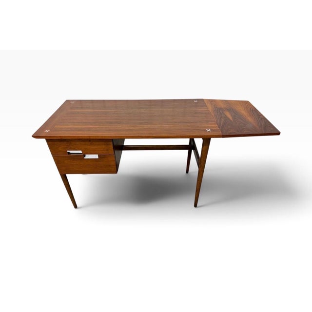 Mid-Century Modern American of Martinsville Accord Walnut Drop-Leaf Desk For Sale In Philadelphia - Image 6 of 12