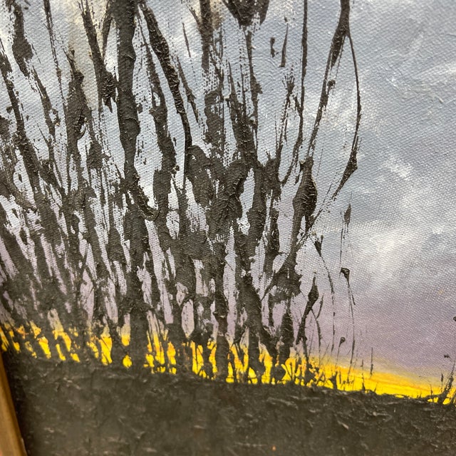 1980’s Original Oil Wood Framed Painting Wheat Fields Signed For Sale In Portland, ME - Image 6 of 8