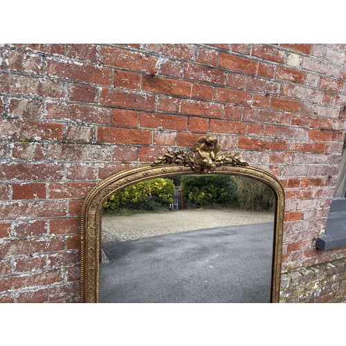 Large Antique English Arched Top Gilt Overmantle Mirror, 1800s For Sale - Image 4 of 7