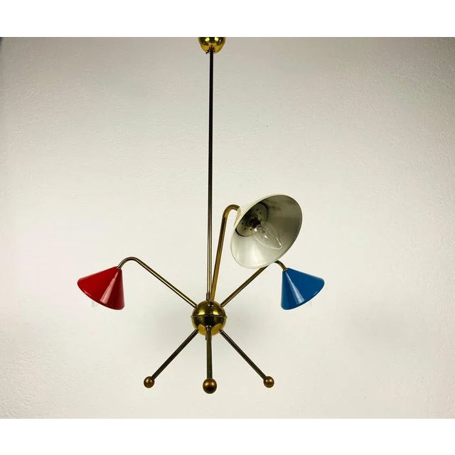 Italian Brass 3-Arm Chandelier from Arredoluce, Italy, 1950s For Sale - Image 9 of 18