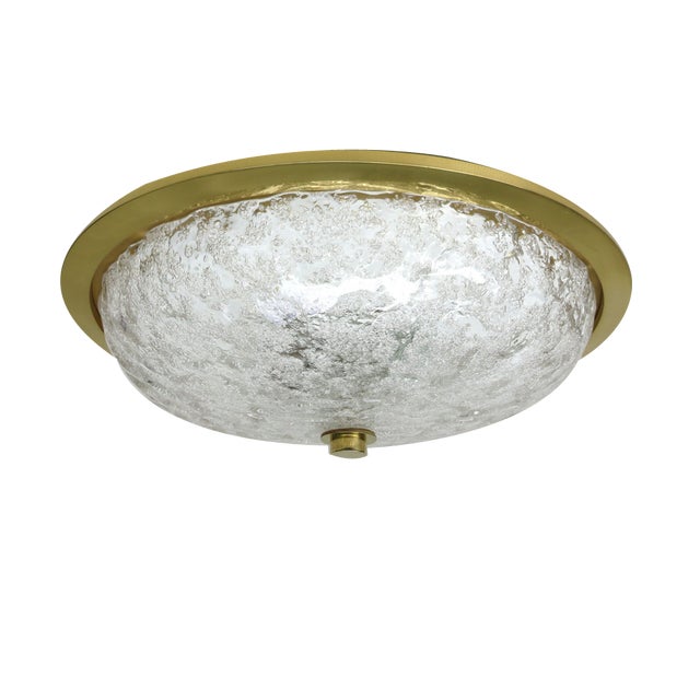 Ceiling Light in Brass and Ice Glass from Schröder & Co, 1970s For Sale