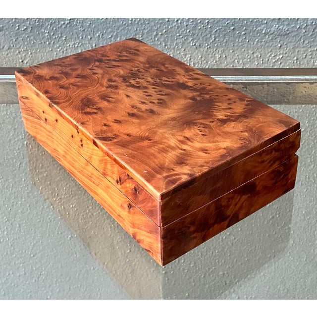Late 20th Century Vintage Burl Wood Lidded Box For Sale - Image 5 of 12