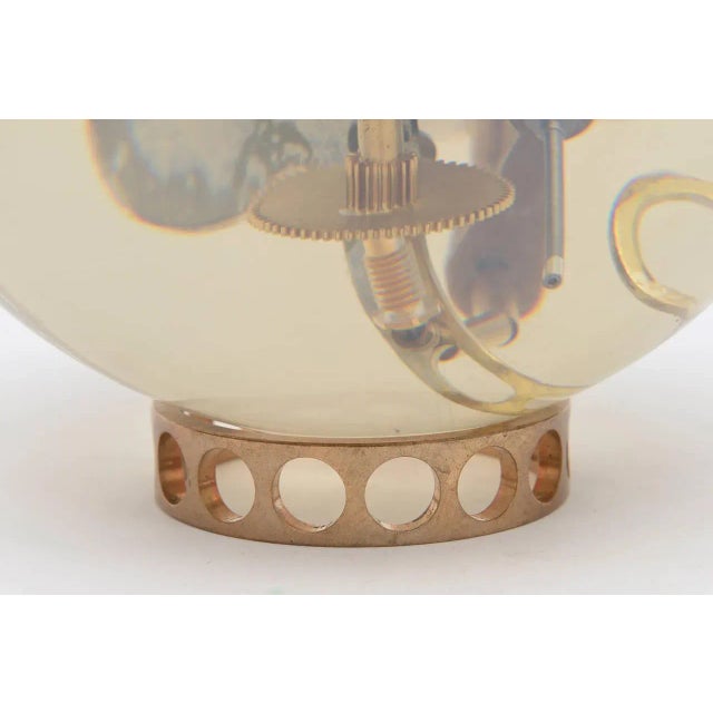 French Vintage Embedded Gear and Clock Part Round Lucite Sculpture For Sale - Image 9 of 9