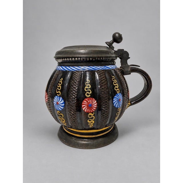German Saxon Annaberg-Type Enamelled Krug Dated 1710 For Sale - Image 13 of 13