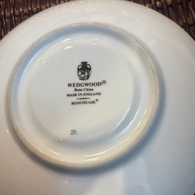Art Nouveau Wedgwood Rosemeade Teacup and Saucer Circa 1981-1993 For Sale - Image 3 of 3